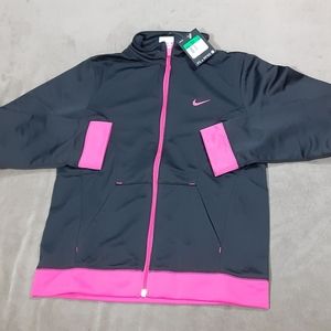 Nike Girls Full Zip Jacket Sz XL Black Hot Pink Windbreaker Nwt